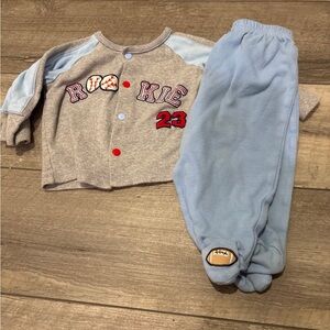 Gray and Blue Rookie Baby Outfit
